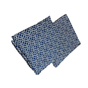 2 Waverly Curtains Panels in Discontinued 'Lovely Lattice' Print Navy Blue Pair
